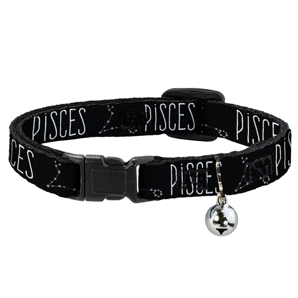 Cat Collar Breakaway - Zodiac PISCES Constellation Black White Breakaway Cat Collars Buckle-Down   
