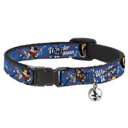 Cat Collar Breakaway - WONDER WOMAN Bombshell Pose Blue Red White Breakaway Cat Collars DC Comics   