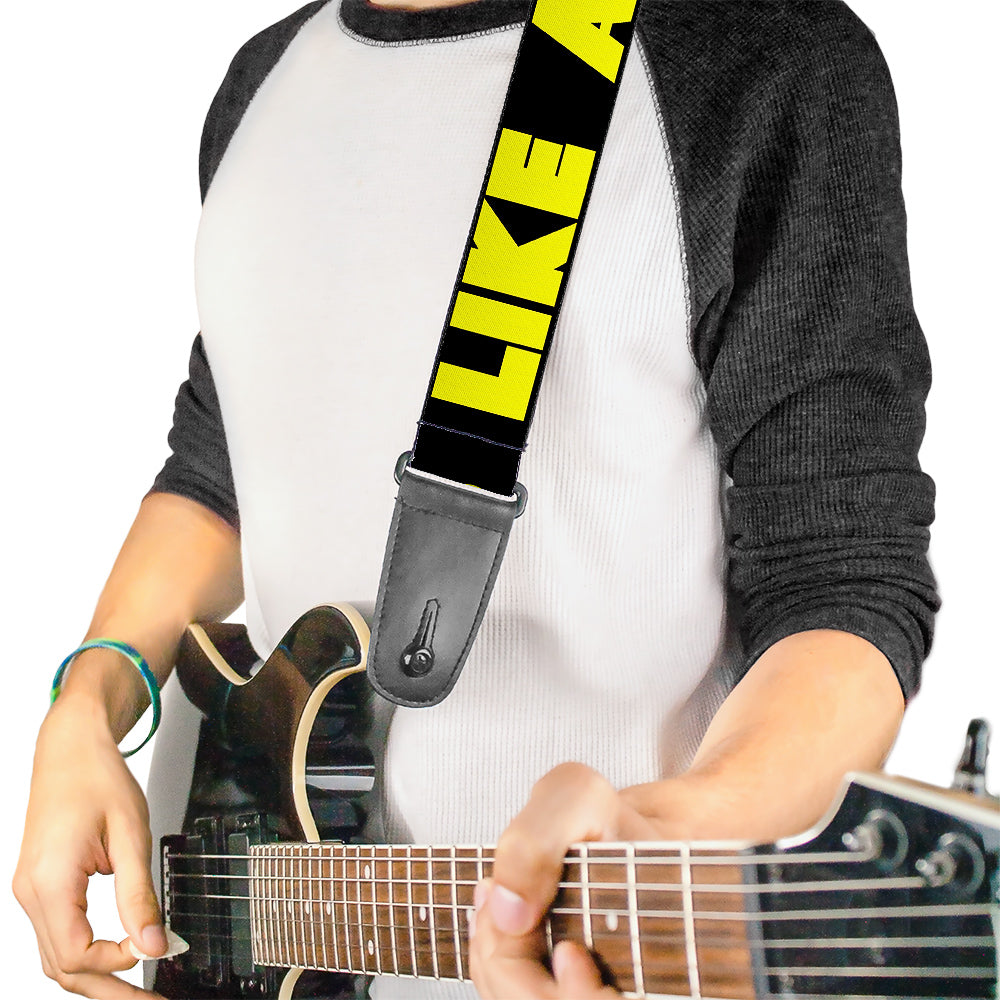 Guitar Strap - LIKE A BOSS Black Yellow Guitar Straps Buckle-Down   