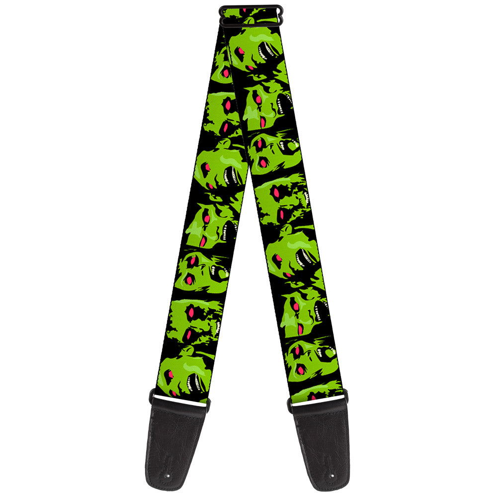 Guitar Strap - Zombie Expressions Black Green Red Guitar Straps Buckle-Down   