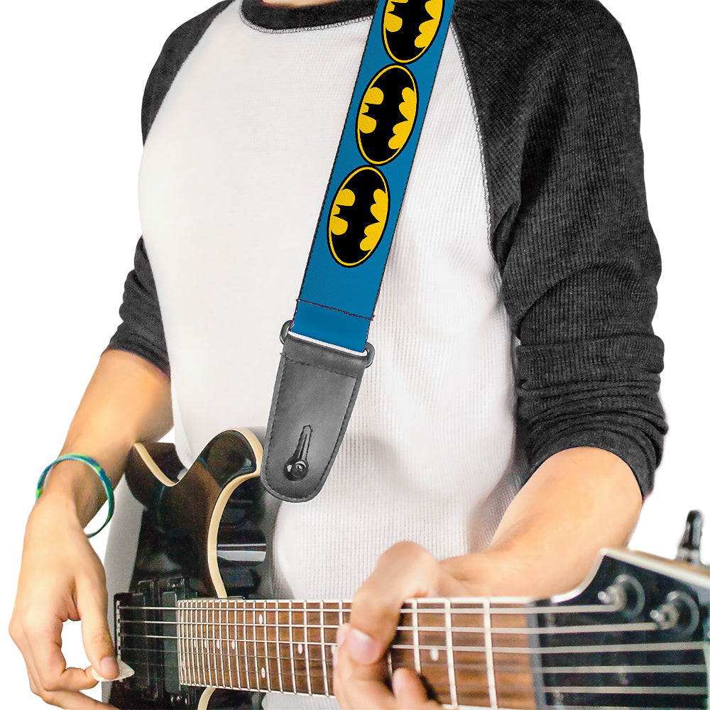 Guitar Strap - Bat Signal-3 Blue Black Yellow Guitar Straps DC Comics   