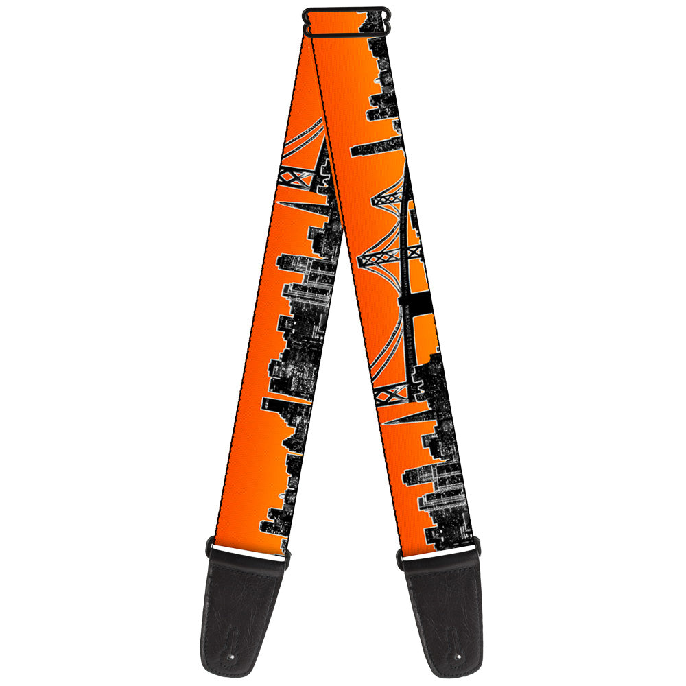 Guitar Strap - San Francisco Vivid Skyline Orange Fade Black Guitar Straps Buckle-Down   