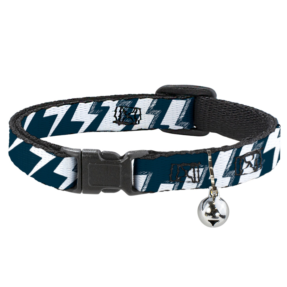 Cat Collar Breakaway - Lightning Bolts Sketch Navy White Breakaway Cat Collars Buckle-Down   