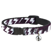 Cat Collar Breakaway - Lightning Bolts Sketch Plum White Breakaway Cat Collars Buckle-Down   