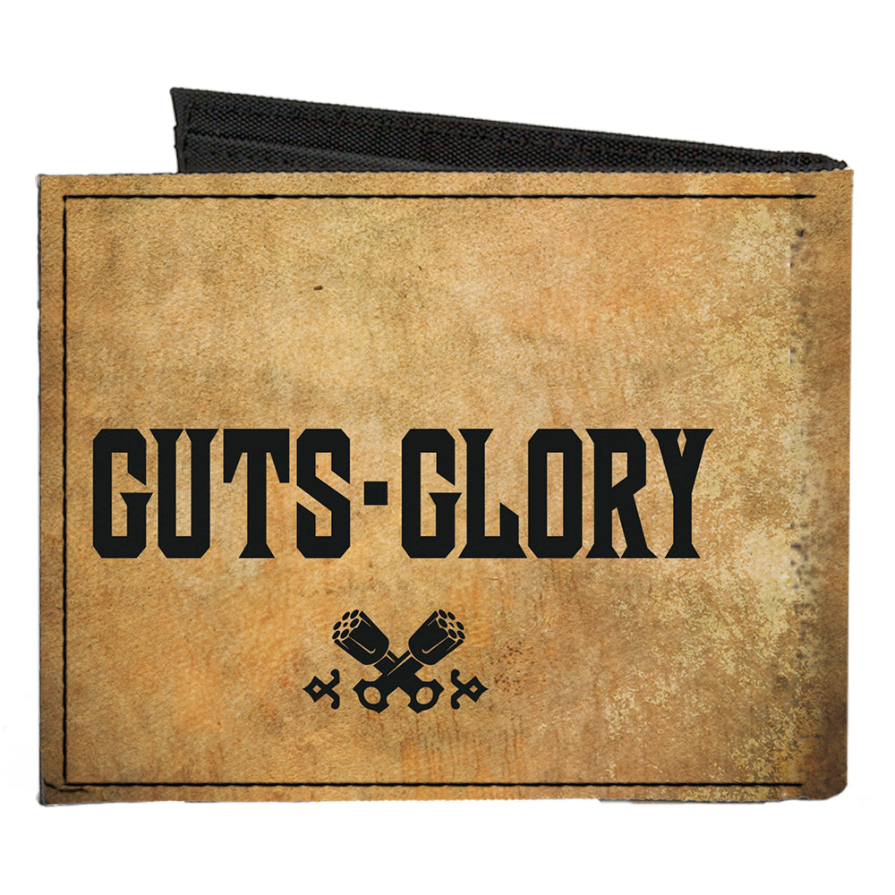 Canvas Bi-Fold Wallet - RAM Logo + GUTS-GLORY Pistons Weathered Black Canvas Bi-Fold Wallets Ram   