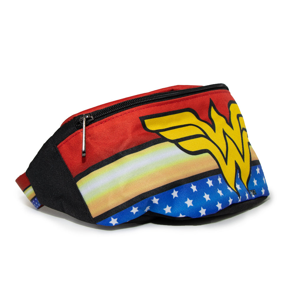 Fanny Pack - WONDER WOMAN Logo Stripe Stars Red Gold Blue White Fanny Packs DC Comics   
