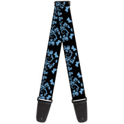 Guitar Strap - Butterfly Garden Black Blue Guitar Straps Buckle-Down   