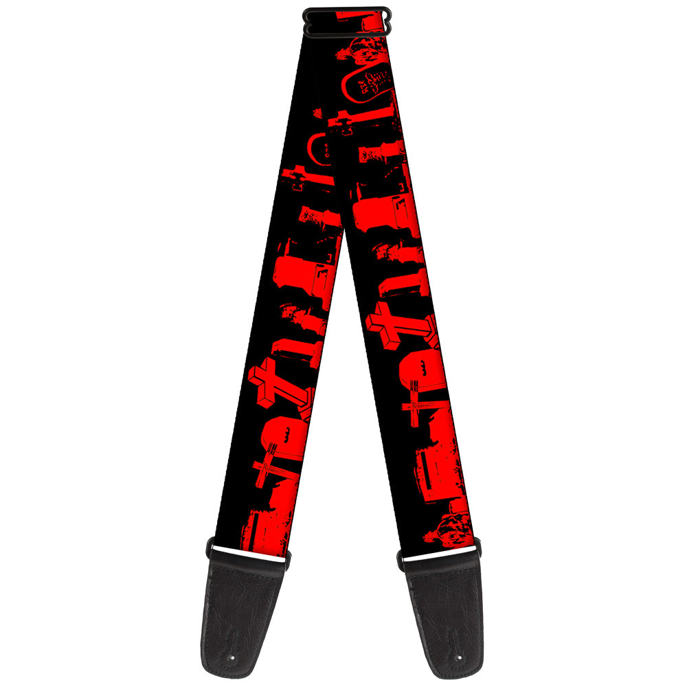 Guitar Strap - Graveyard Black Red Guitar Straps Buckle-Down   