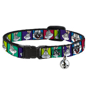 Cat Collar Breakaway - Bugs Bunny Expression Blocks Multi Color Breakaway Cat Collars Looney Tunes   