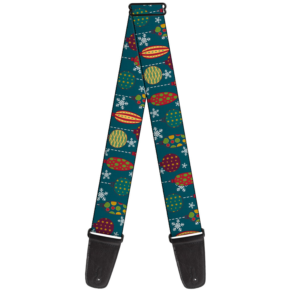 Guitar Strap - Christmas Ornaments Snowflakes Blue White Multi Color Guitar Straps Buckle-Down   