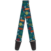 Guitar Strap - Christmas Ornaments Snowflakes Blue White Multi Color Guitar Straps Buckle-Down   