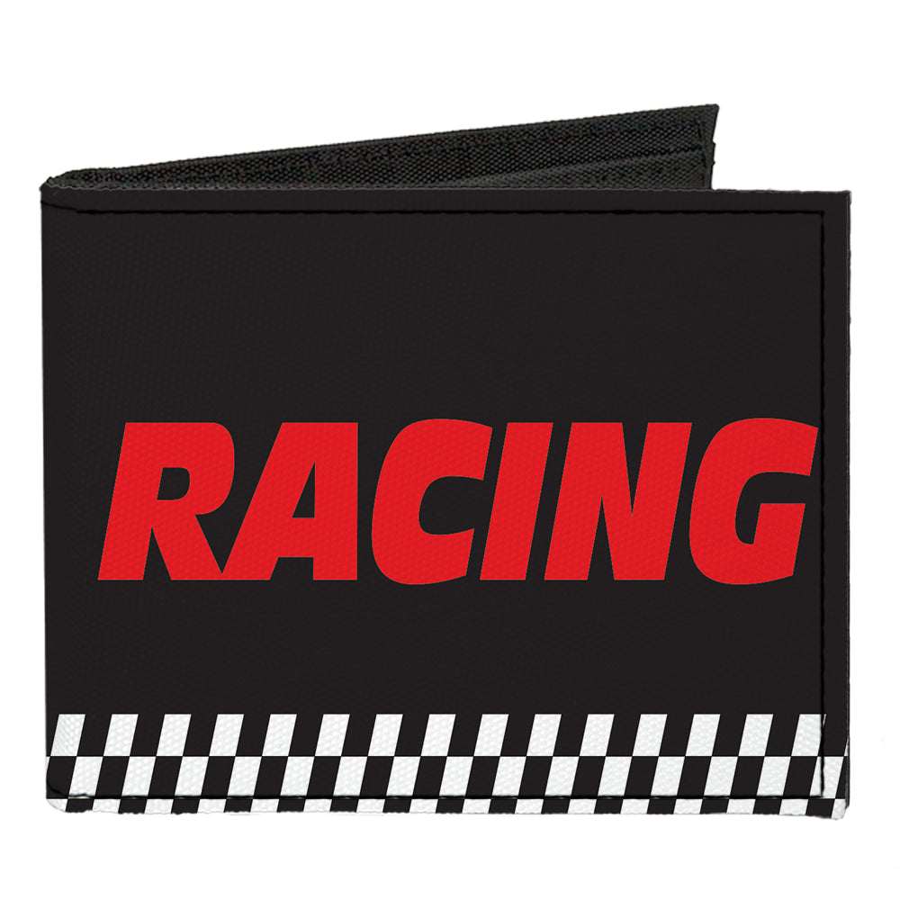 Canvas Bi-Fold Wallet - RACING w Checker Black White Red – Buckle-Down