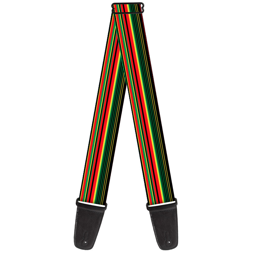 Guitar Strap - Stripe Transitions Black Red Green Yelow Guitar Straps Buckle-Down   