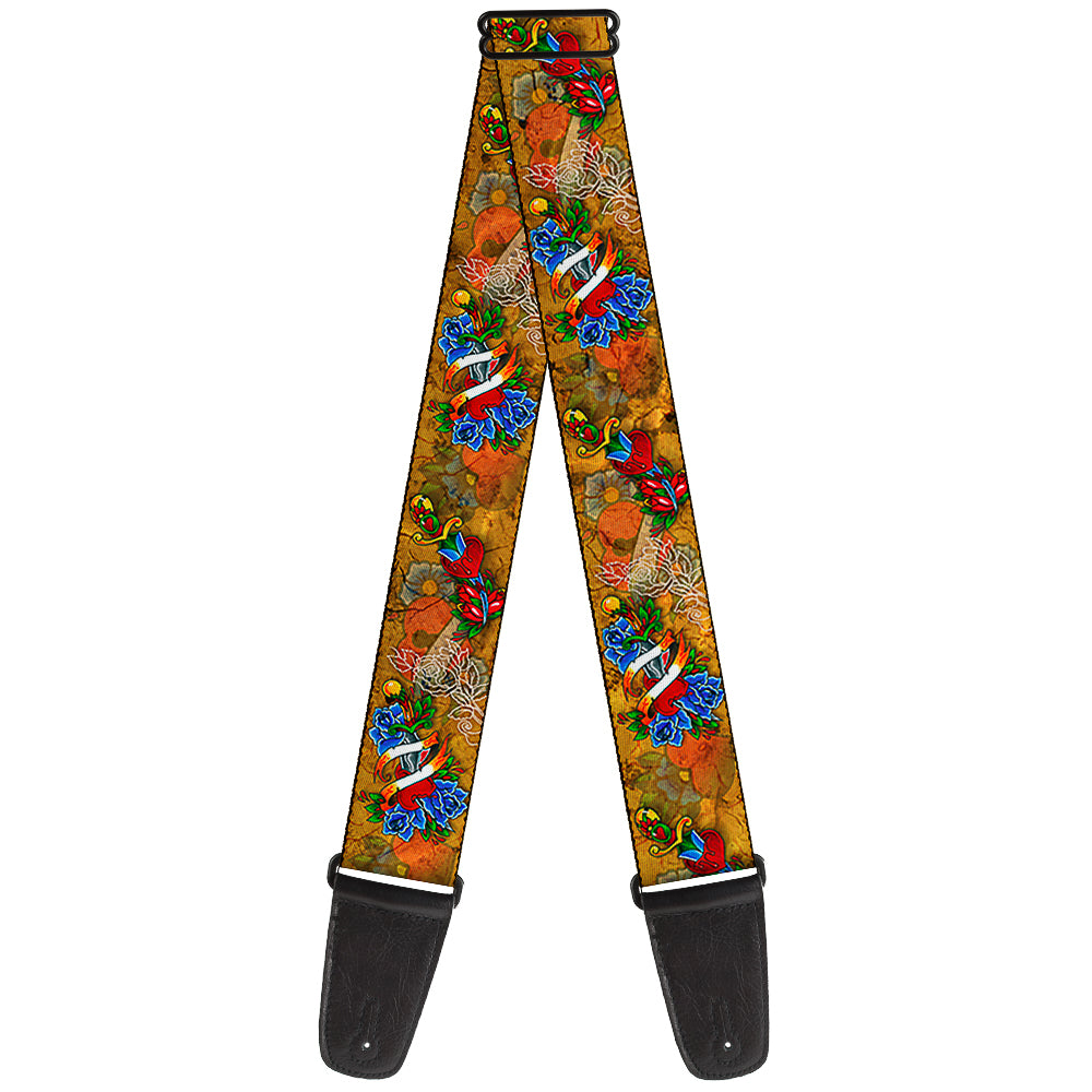 Guitar Strap - Tattoo Johnny-Hearts & Roses Guitar Straps Tattoo Johnny