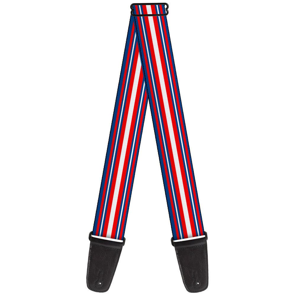 Guitar Strap - Striped Blue Red White Guitar Straps Buckle-Down   