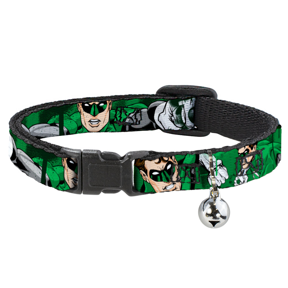 Cat Collar Breakaway - Green Lantern Green Glow w Text Breakaway Cat Collars DC Comics   