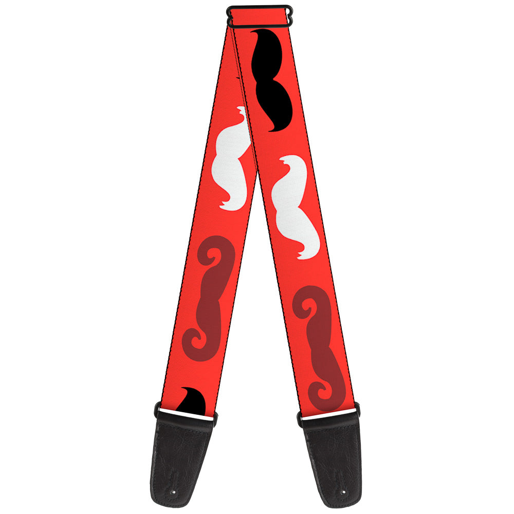 Guitar Strap - Mustaches Red Brown White Black Guitar Straps Buckle-Down   