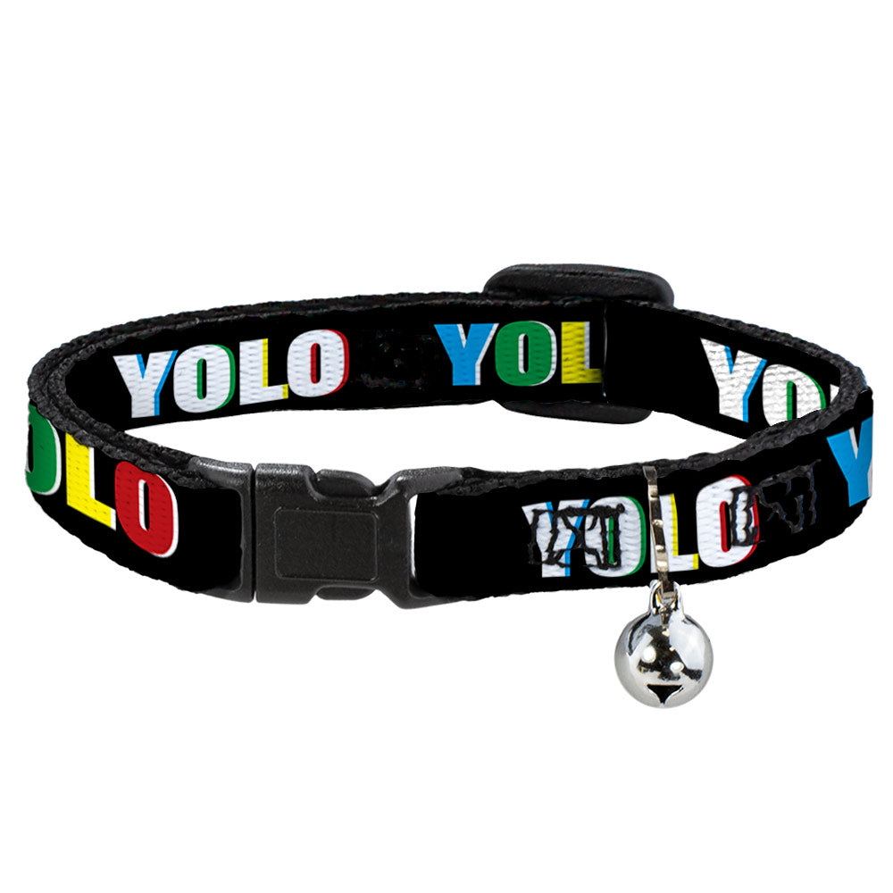 Cat Collar Breakaway - YOLO Black Multi Color Breakaway Cat Collars Buckle-Down   