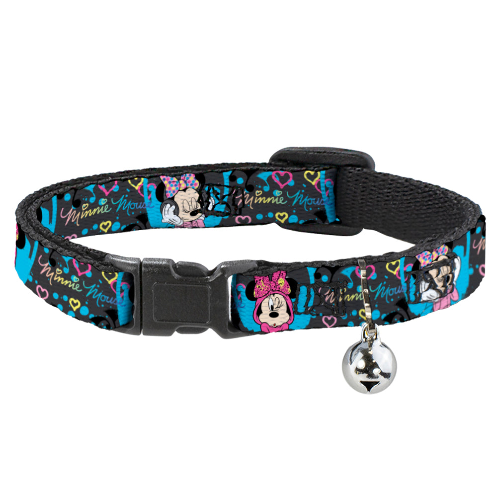 Cat Collar Breakaway - Minnie Mouse Hoody & Headphone Poses Gray Multi Color Breakaway Cat Collars Disney   