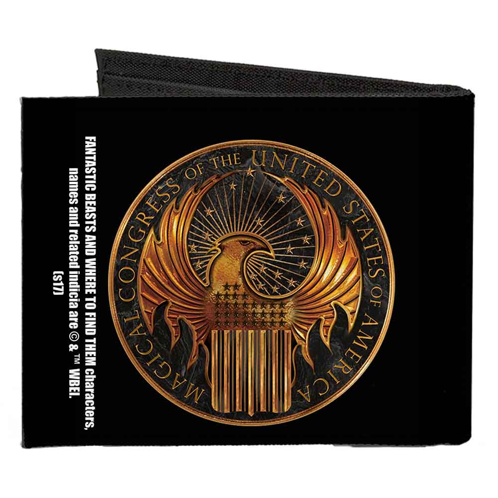 Canvas Bi-Fold Wallet - MACUSA Seal Black Golds Canvas Bi-Fold Wallets Fantastic Beasts and Where to Find Them