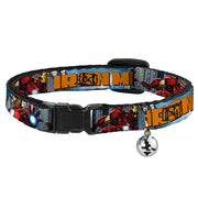 Cat Collar Breakaway - IRON MAN w Avengers Logo Cityscape Breakaway Cat Collars Marvel Comics   