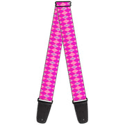 Guitar Strap - Argyle Pink Fuchsia Blue Guitar Straps Buckle-Down   