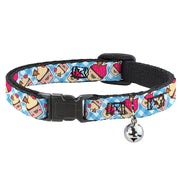 Cat Collar Breakaway - Happy Cupcakes Buffalo Plaid White Blue Breakaway Cat Collars Buckle-Down   