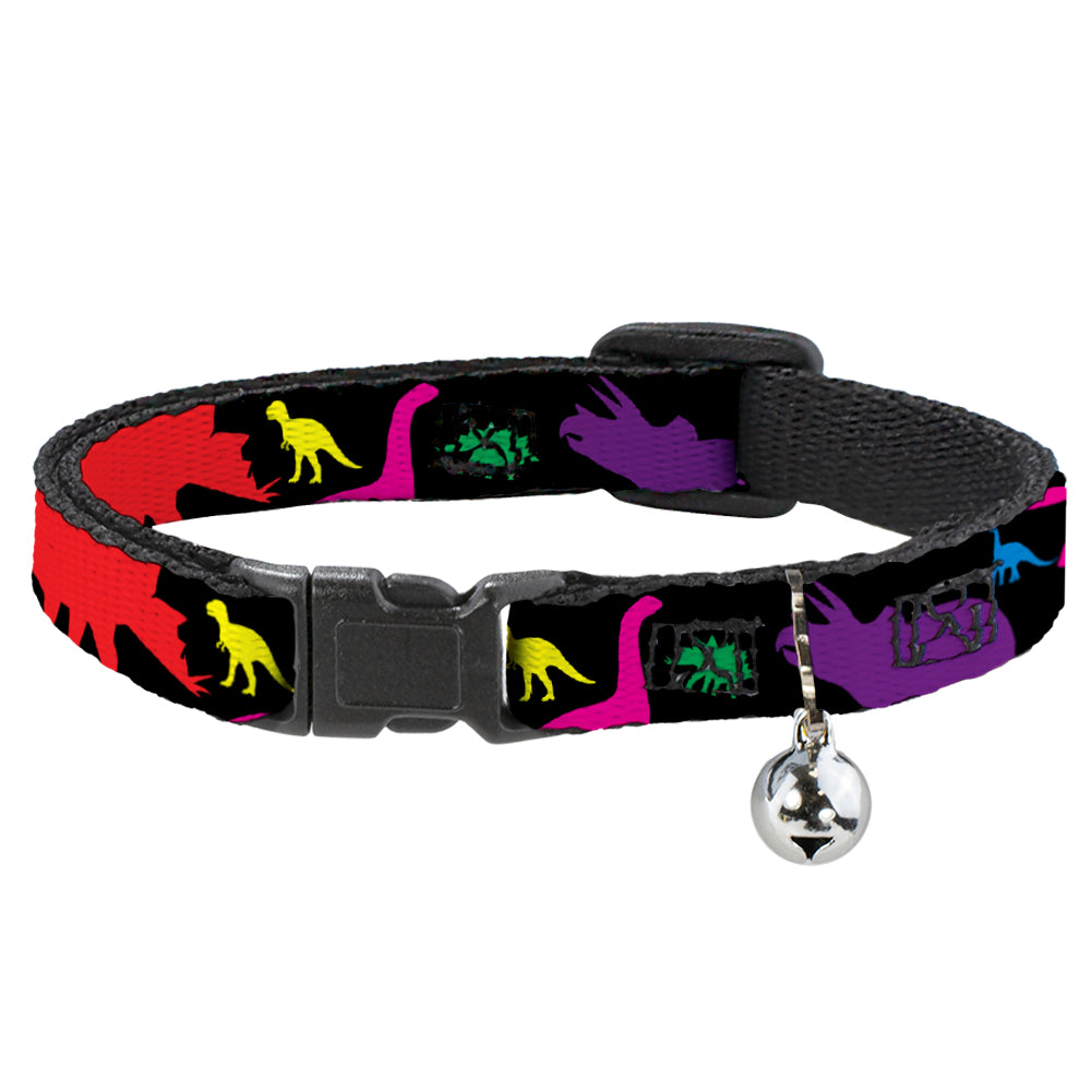 Cat Collar Breakaway - Dinosaur Silhouette Black Multi Color Breakaway Cat Collars Buckle-Down   