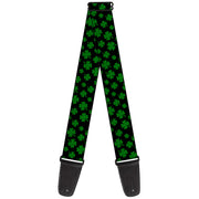 Guitar Strap - St Pat's Clovers Scattered Black Green Guitar Straps Buckle-Down   