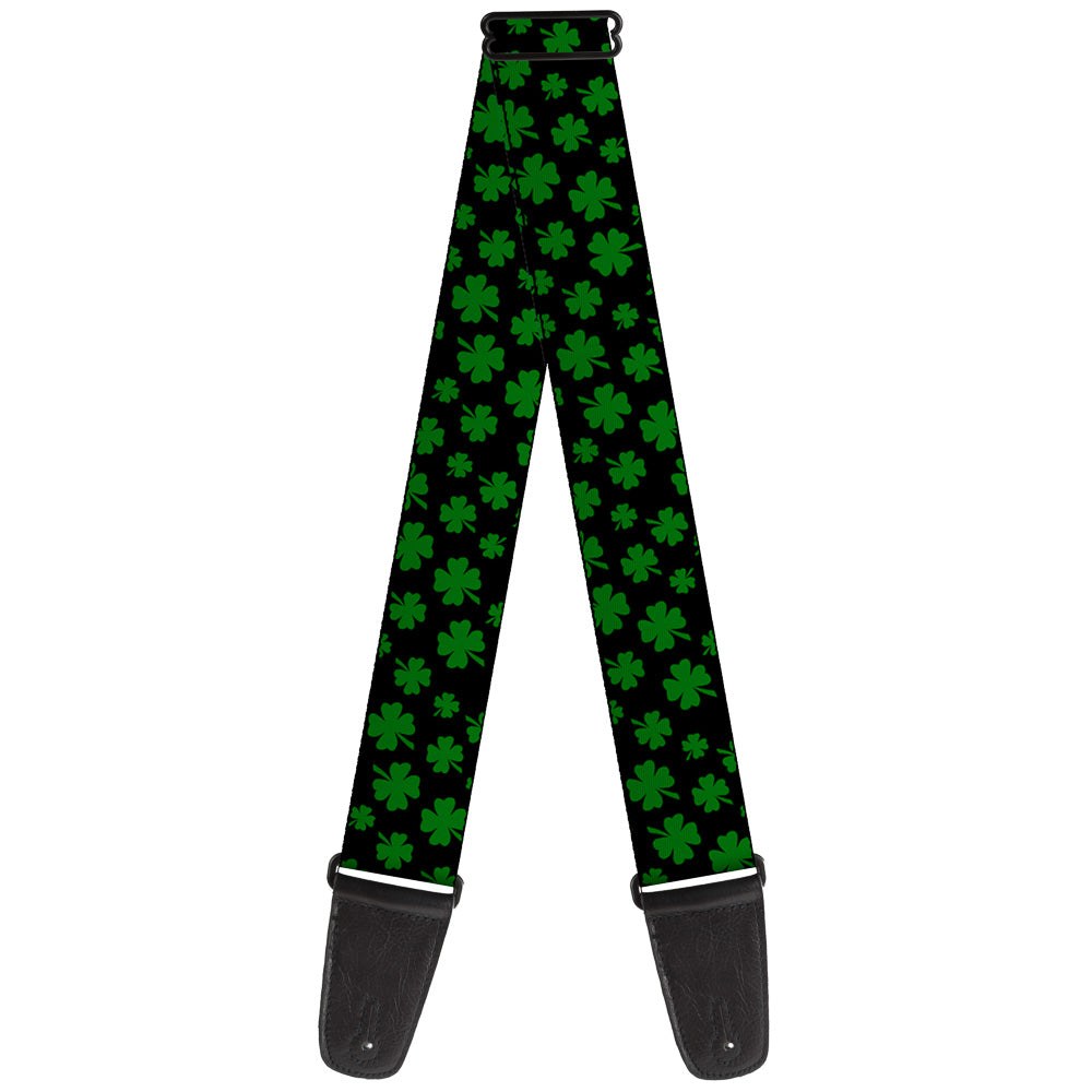 Guitar Strap - St Pat's Clovers Scattered Black Green Guitar Straps Buckle-Down   