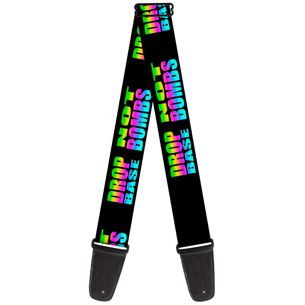 Guitar Strap - DROP BASS NOT BOMBS Black Rainbow Guitar Straps Buckle-Down   