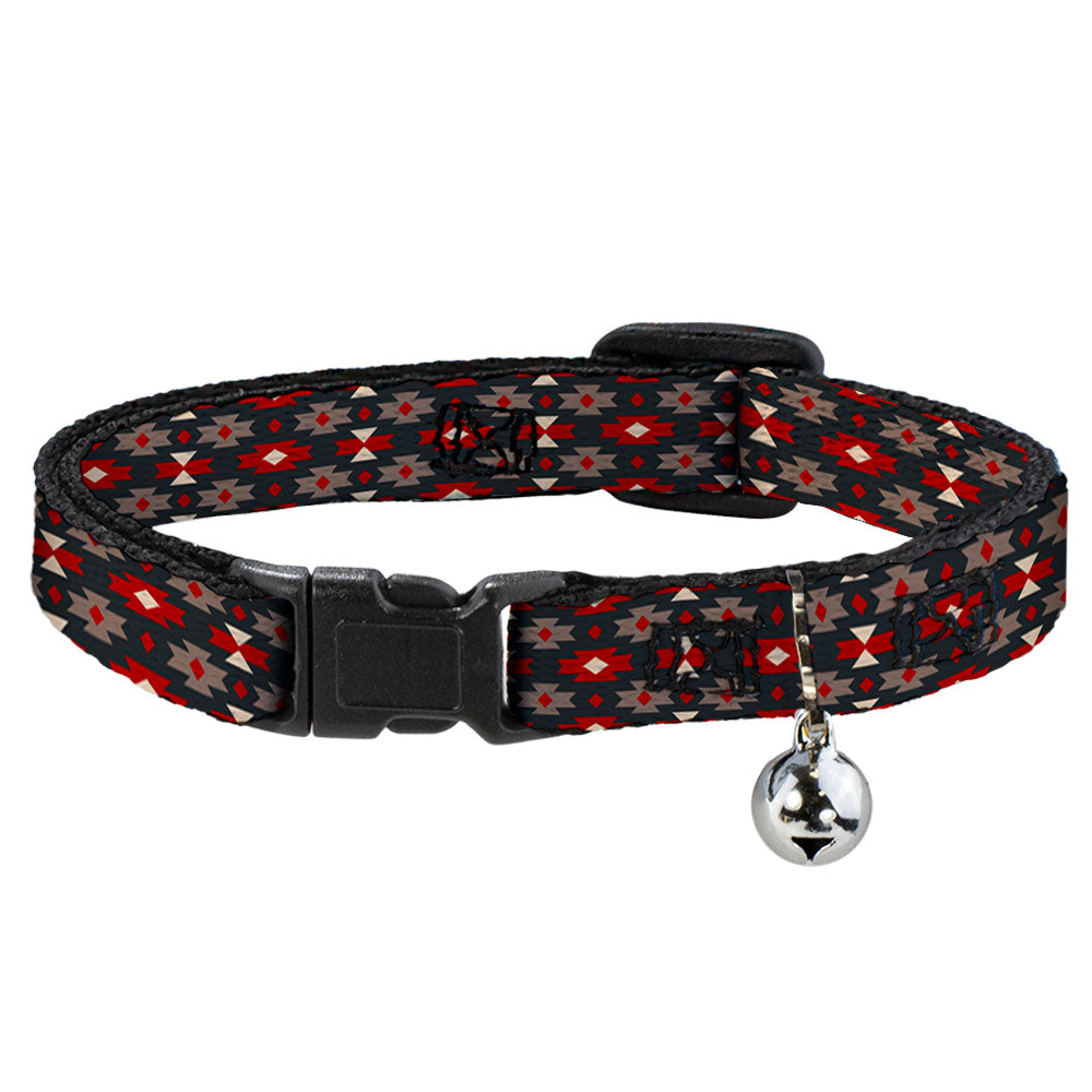 Cat Collar Breakaway - Mini Navajo Black Gray Red White Breakaway Cat Collars Buckle-Down   