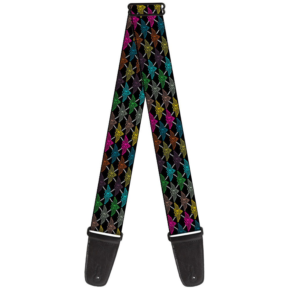 Guitar Strap - BD Monogram Black Multi Neon Guitar Straps Buckle-Down   