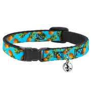Cat Collar Breakaway - Vivid Pineapples Scattered Blue Breakaway Cat Collars Buckle-Down   