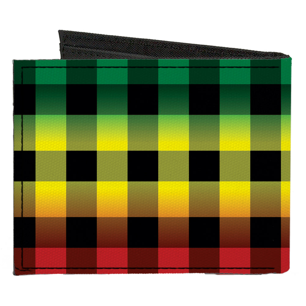 Canvas Bi-Fold Wallet - Buffalo Plaid Rasta Canvas Bi-Fold Wallets Buckle-Down   