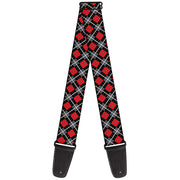 Guitar Strap - Argyle Black Gray Red Guitar Straps Buckle-Down   