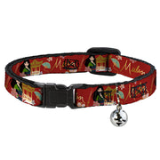 Cat Collar Breakaway with Bell - Mulan Gazebo Pose with Flowers and Script Red Golds - NARROW Fits 8.5-12" Breakaway Cat Collars Disney   