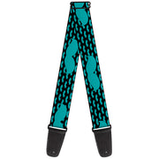 Guitar Strap - Mustaches Mini Single Repeat Black Turquoise Guitar Straps Buckle-Down   