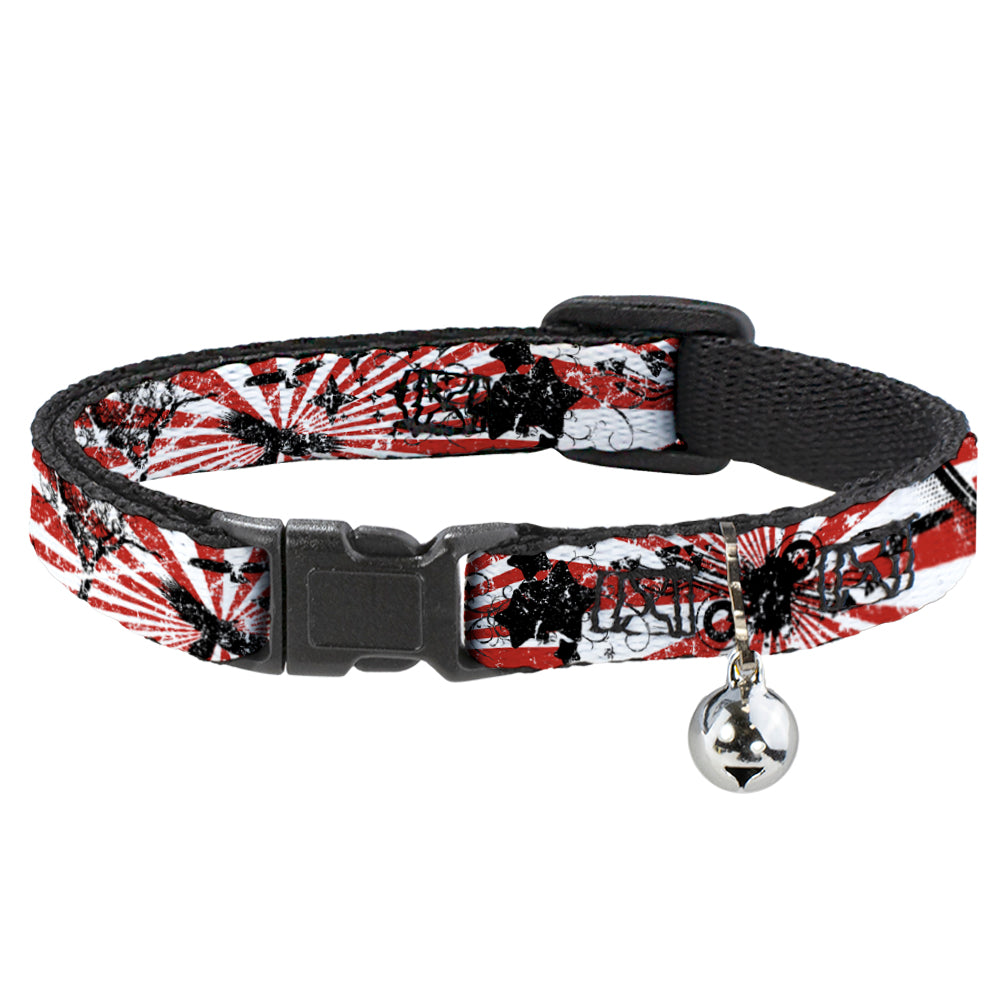 Cat Collar Breakaway - Rising Sun White Red Breakaway Cat Collars Buckle-Down   