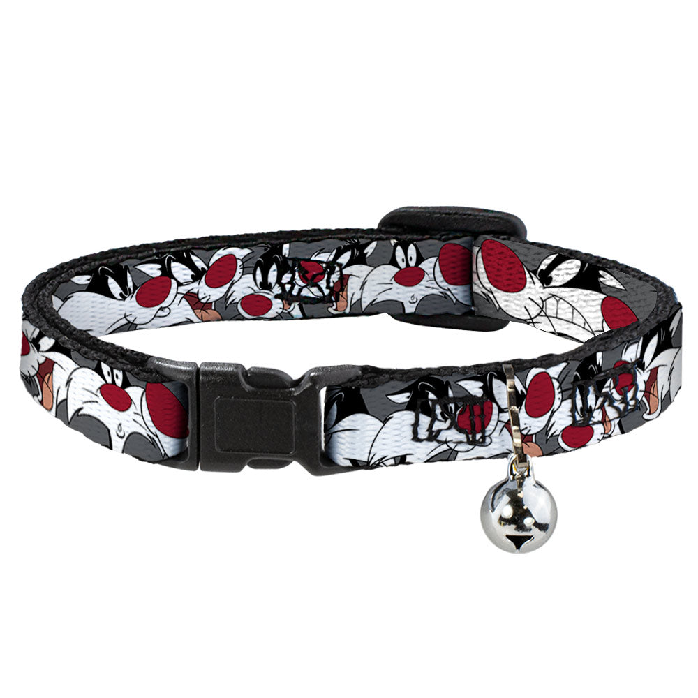 Cat Collar Breakaway - Sylvester the Cat Expressions Gray Breakaway Cat Collars Looney Tunes   