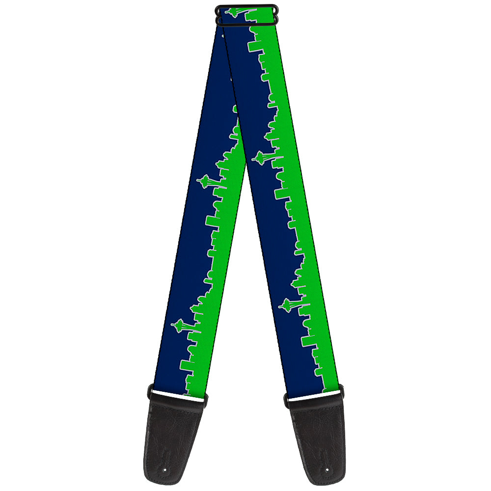 Guitar Strap - Seattle Skyline Navy Gray Green Guitar Straps Buckle-Down   