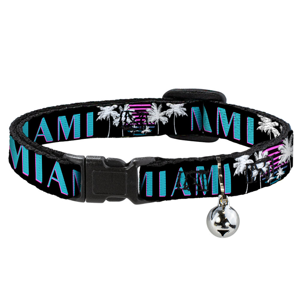 Cat Collar Breakaway - MIAMI Palm Trees Black White Pink Teal Breakaway Cat Collars Buckle-Down   