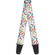 Guitar Strap - Frosty the Snowman Pose Scattered White Guitar Straps Frosty the Snowman