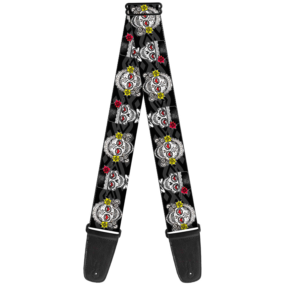 Guitar Strap - Los Novios Black Gray White Multi Color Guitar Straps Thaneeya McArdle   
