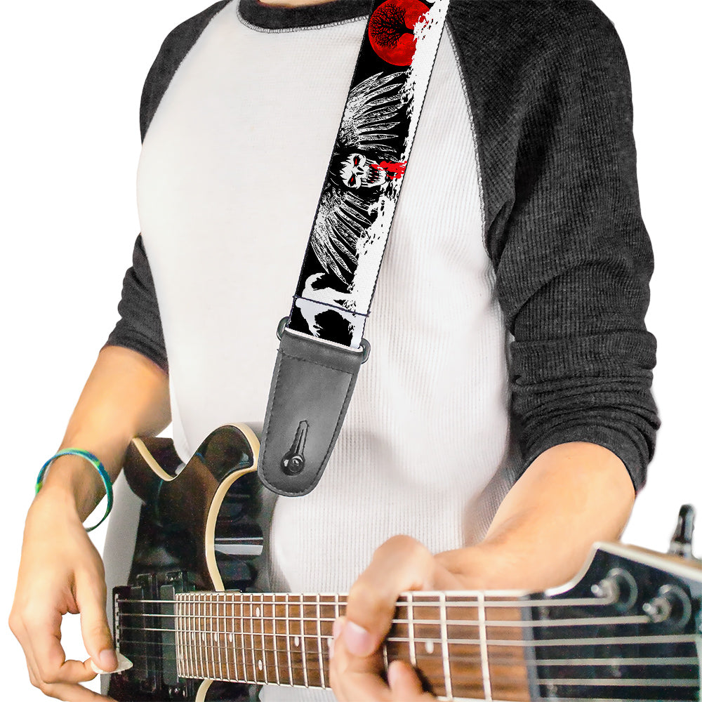 Guitar Strap - Fright Night Black White Red Guitar Straps Buckle-Down   
