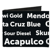 Canvas Bi-Fold Wallet - Verbiage Marijuana Strains Black White Canvas Bi-Fold Wallets Buckle-Down   