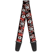 Guitar Strap - Girlie Skull Black Red Guitar Straps Buckle-Down   