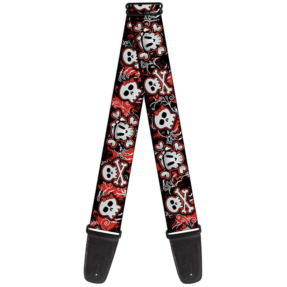 Guitar Strap - Girlie Skull Black Red Guitar Straps Buckle-Down   