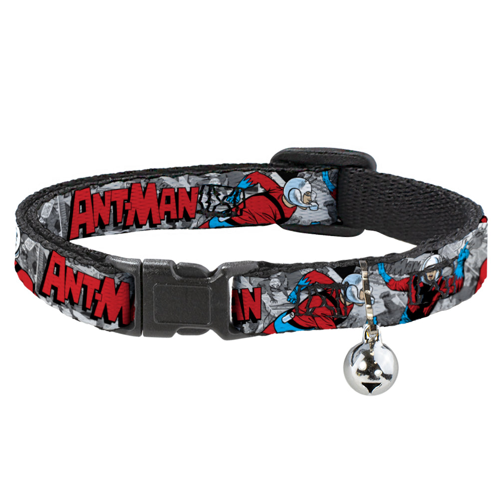 MARVEL COMICS Cat Collar Breakaway - Classic ANT-MAN 3-Poses Comic Stacked Grays Black Red Breakaway Cat Collars Marvel Comics   