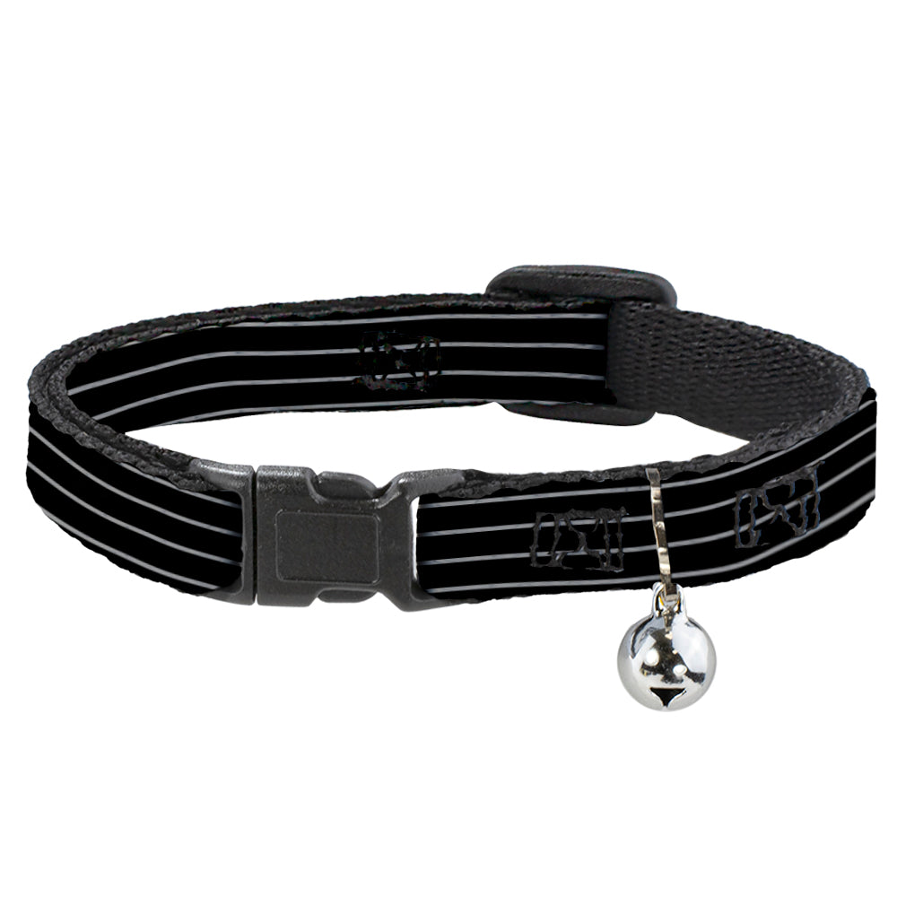Cat Collar Breakaway - Pinstripes Black Gray Breakaway Cat Collars Buckle-Down   